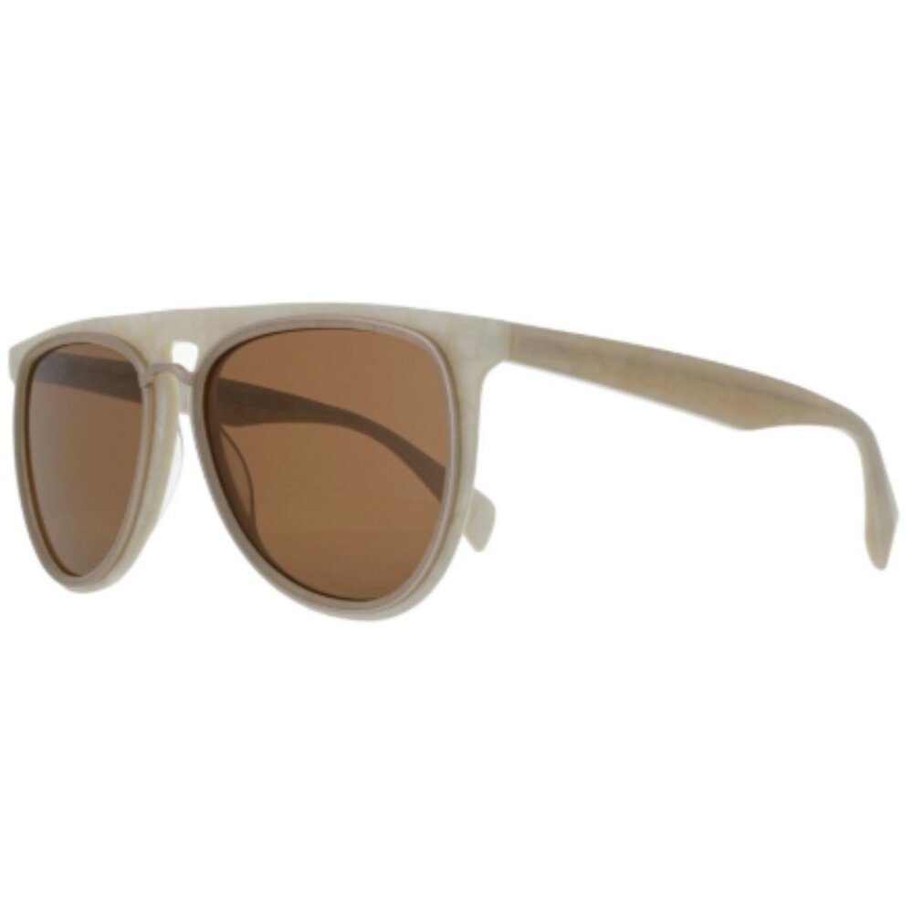 Yohji Yamamoto 5024-808 White Mop / Brown Lens Sunglasses